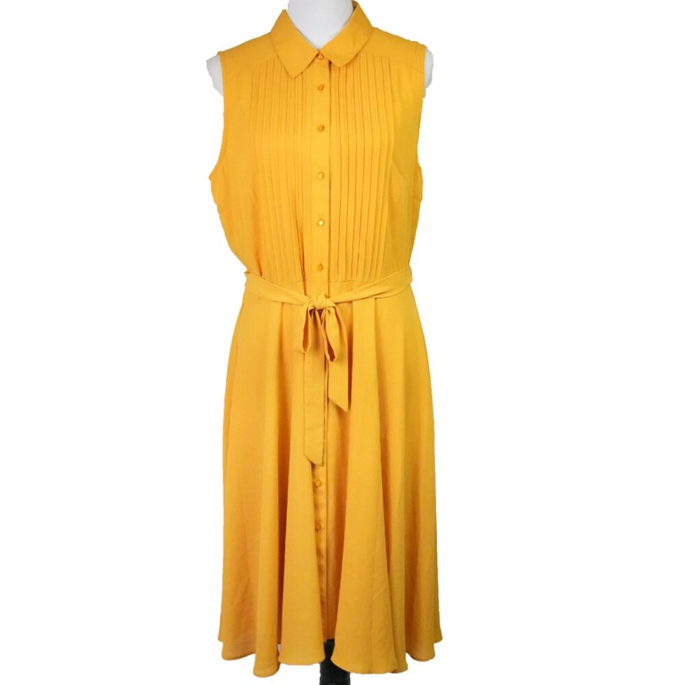 NWT Nanette Lepore Womens Size 10 Ochre Mustard Yellow Dress with Detached Slip
